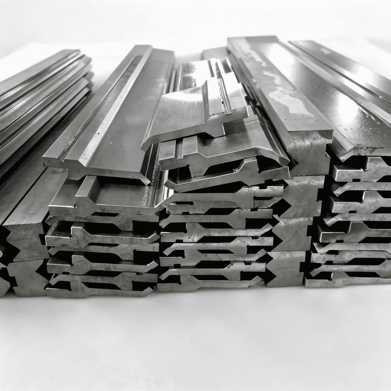 Stacked alloy steel press brake upper dies