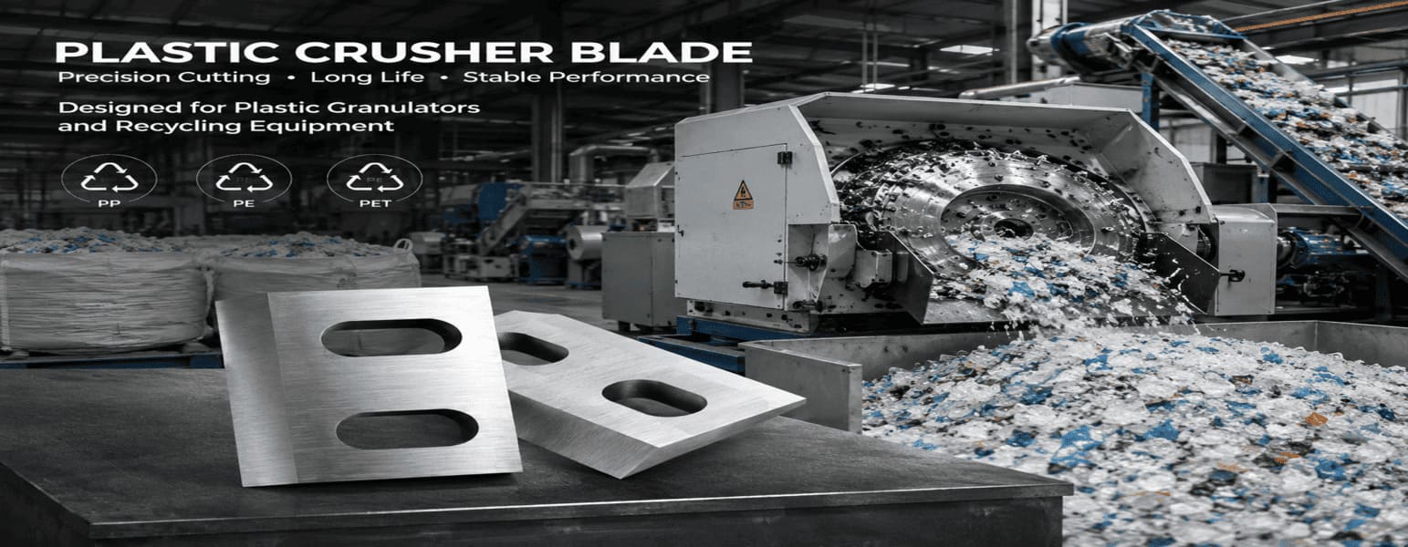 Precision ground cutting edge of plastic granulator blades